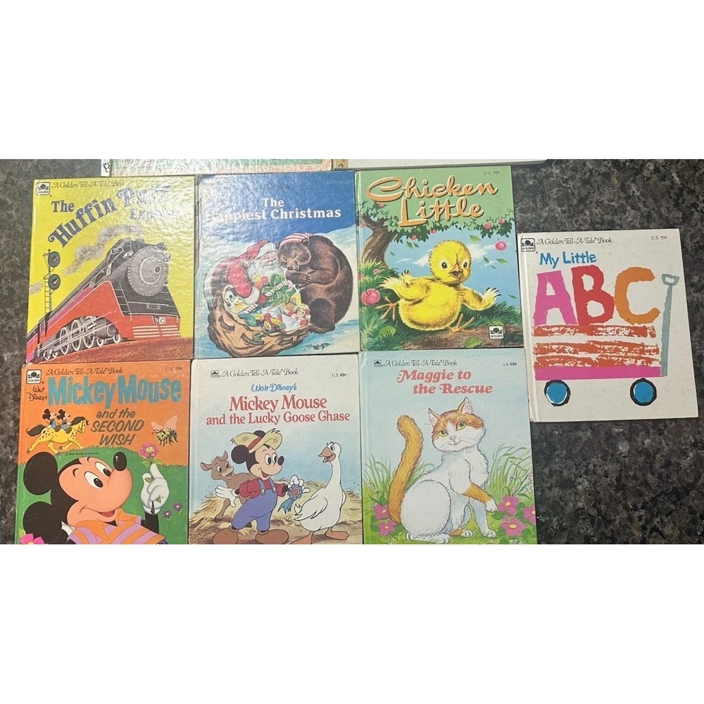 7 Golden‎ Tell-A-Tale Books VTG Disney Precious Moments Chicken Little & More